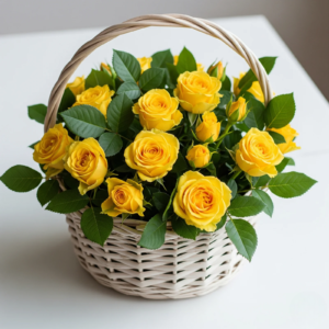 Sunshine Yellow Rose Basket