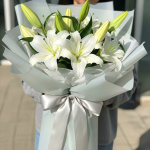 Peaceful White Oriental Lily Arrangement